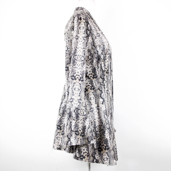 Free People Sz XS Brown Multi Reptile Print Bell Sleeve Poly Spandex Jacket