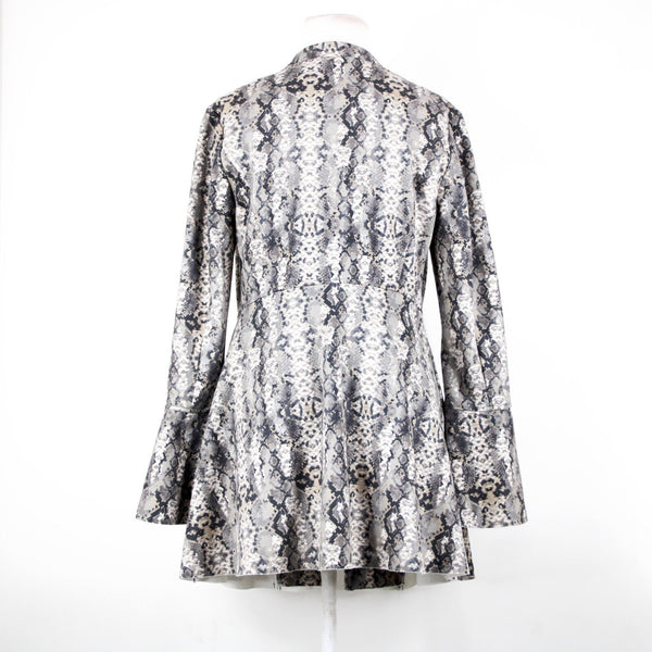 Free People Sz XS Brown Multi Reptile Print Bell Sleeve Poly Spandex Jacket