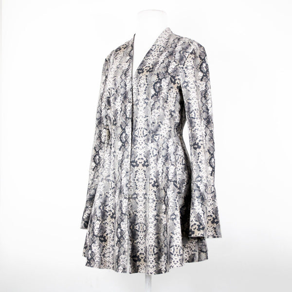 Free People Sz XS Brown Multi Reptile Print Bell Sleeve Poly Spandex Jacket