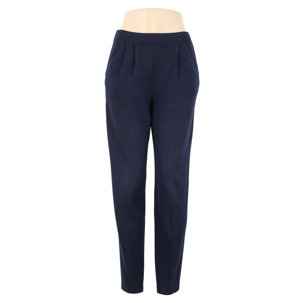 St John Knit Sz 2 x 28 Navy Blue Pleated Pockets Elastic Waist Santana Knit Pant