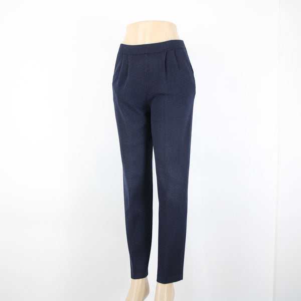 St John Knit Sz 2 x 28 Navy Blue Pleated Pockets Elastic Waist Santana Knit Pant