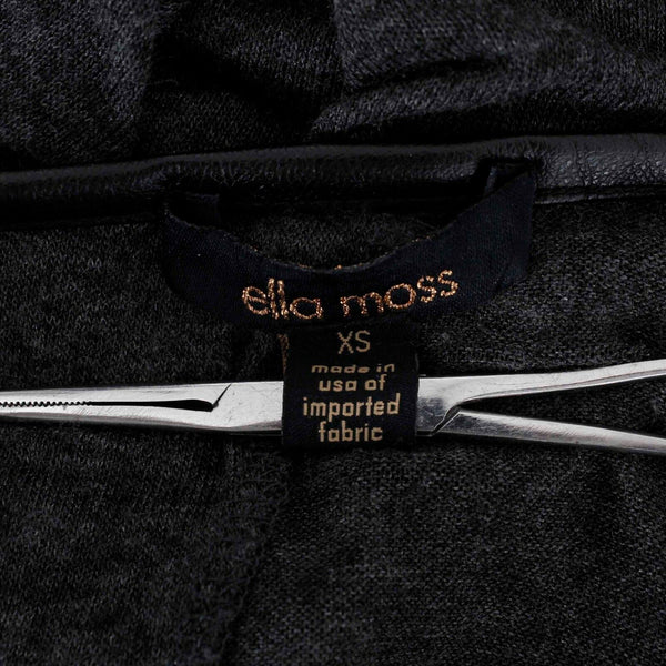 Ella Moss Sz XS Charcoal PU Trim Rayon Blend Keyhole Neck Top
