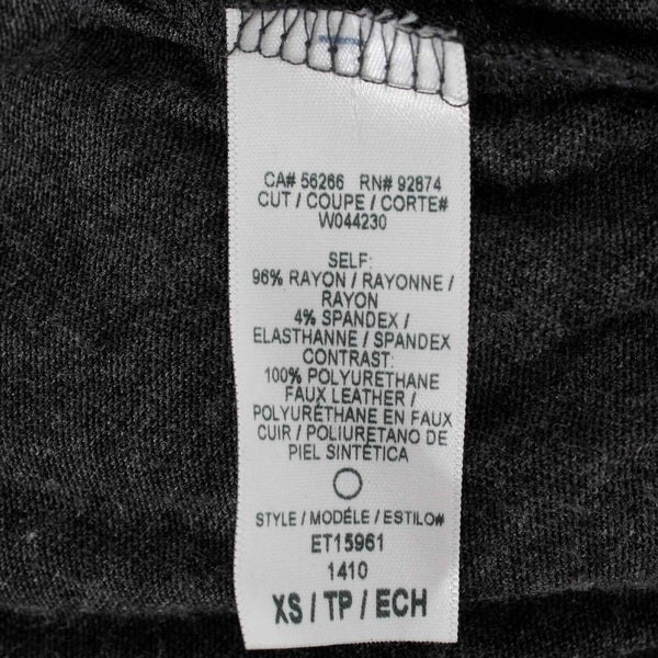 Ella Moss Sz XS Charcoal PU Trim Rayon Blend Keyhole Neck Top