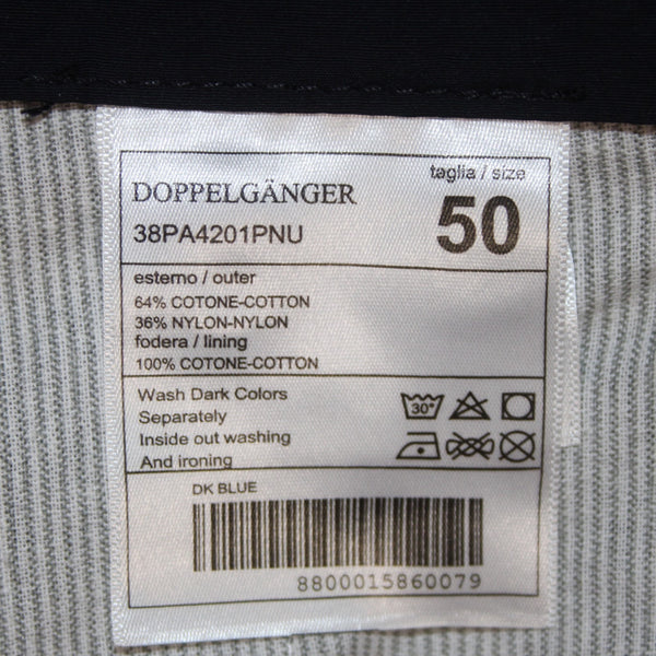 Doppelganger Pant Sz 50 x  Navy Blue Pleated Pockets Cotton Nylon Pant