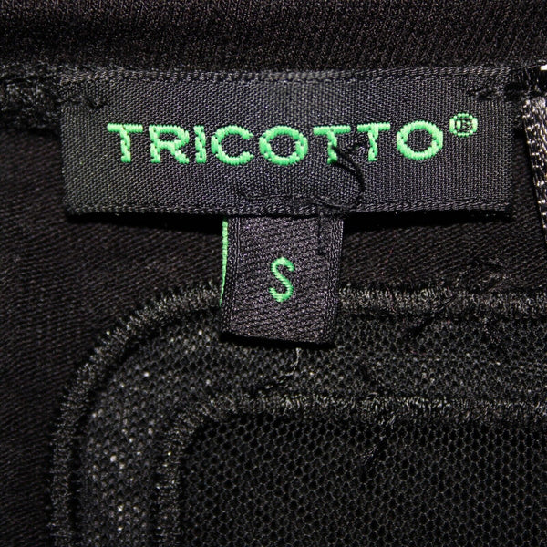 Tricotto Sz S Black Beaded Mesh Eyelets Viscose Elastane AS IS Top