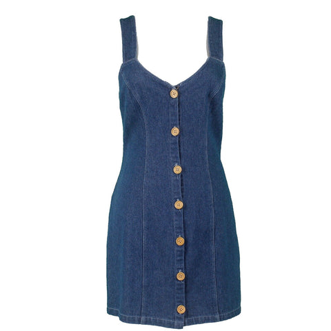 The East Order NEW $159 Sz S Blue Denim Brown Button Up 100% Cotton Mini Dress