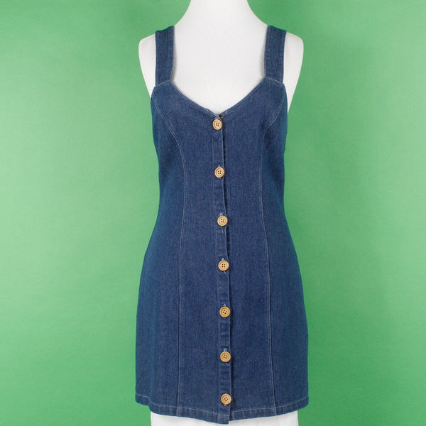 The East Order NEW $159 Sz S Blue Denim Brown Button Up 100% Cotton Mini Dress