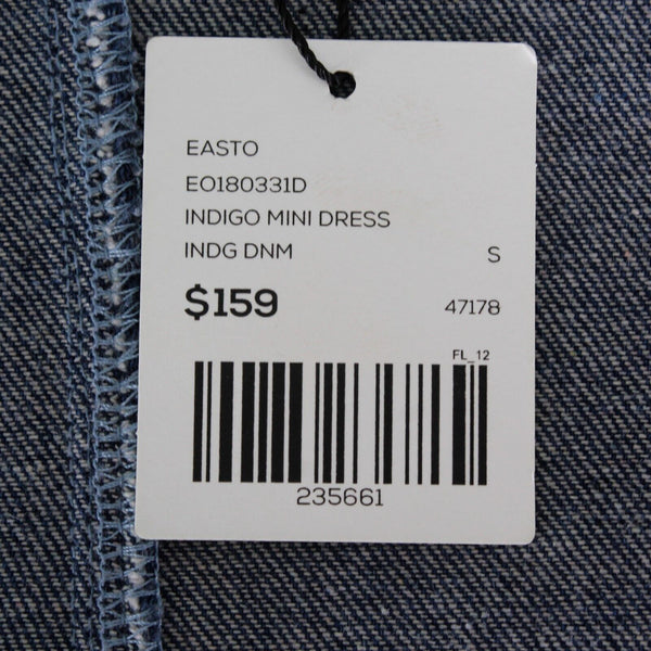 The East Order NEW $159 Sz S Blue Denim Brown Button Up 100% Cotton Mini Dress