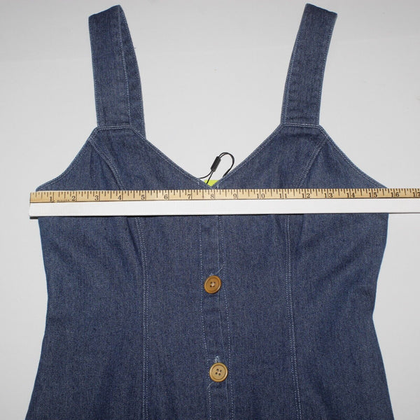 The East Order NEW $159 Sz S Blue Denim Brown Button Up 100% Cotton Mini Dress