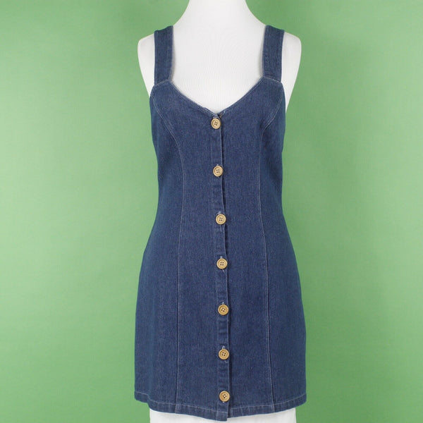 The East Order NEW $159 Sz S Blue Denim Brown Button Up 100% Cotton Mini Dress