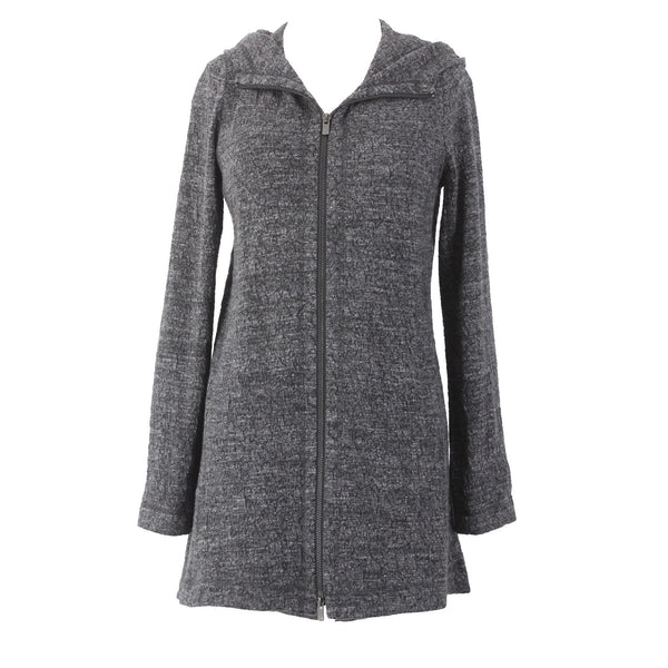 Eileen Fisher Jacket Sz XS Charcoal Black Zipper Pockets Stretch Cotton Poly