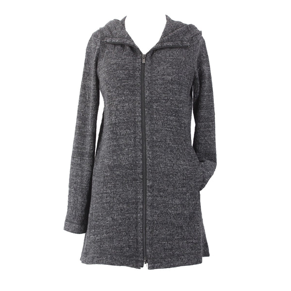 Eileen Fisher Jacket Sz XS Charcoal Black Zipper Pockets Stretch Cotton Poly