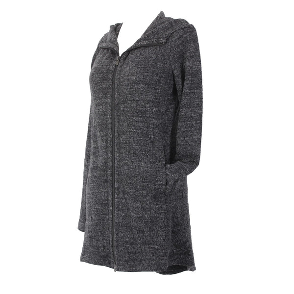 Eileen Fisher Jacket Sz XS Charcoal Black Zipper Pockets Stretch Cotton Poly
