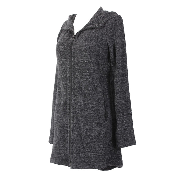 Eileen Fisher Jacket Sz XS Charcoal Black Zipper Pockets Stretch Cotton Poly