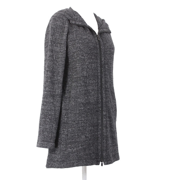 Eileen Fisher Jacket Sz XS Charcoal Black Zipper Pockets Stretch Cotton Poly