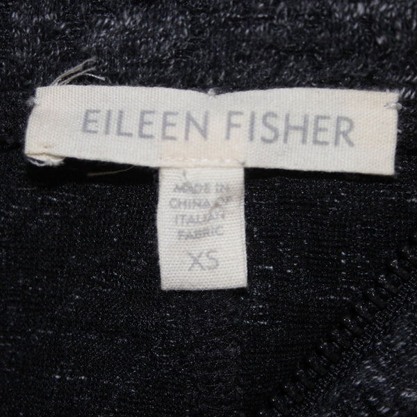 Eileen Fisher Jacket Sz XS Charcoal Black Zipper Pockets Stretch Cotton Poly