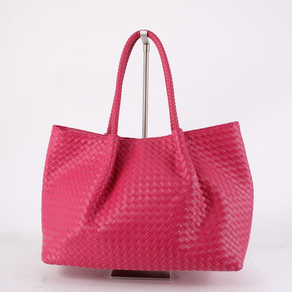 Lulu Dharma Purse NEW 19 x 11 x 6 Fuchsia Pink Napa Vegan Leather Tote Purse
