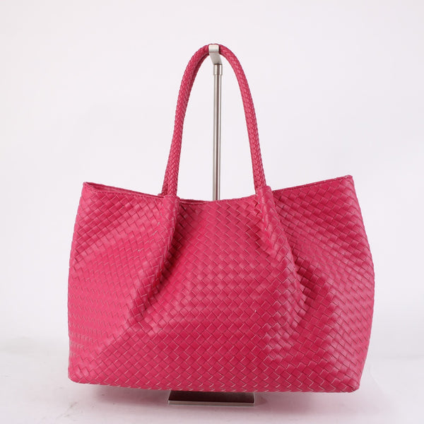 Lulu Dharma Purse NEW 19 x 11 x 6 Fuchsia Pink Napa Vegan Leather Tote Purse