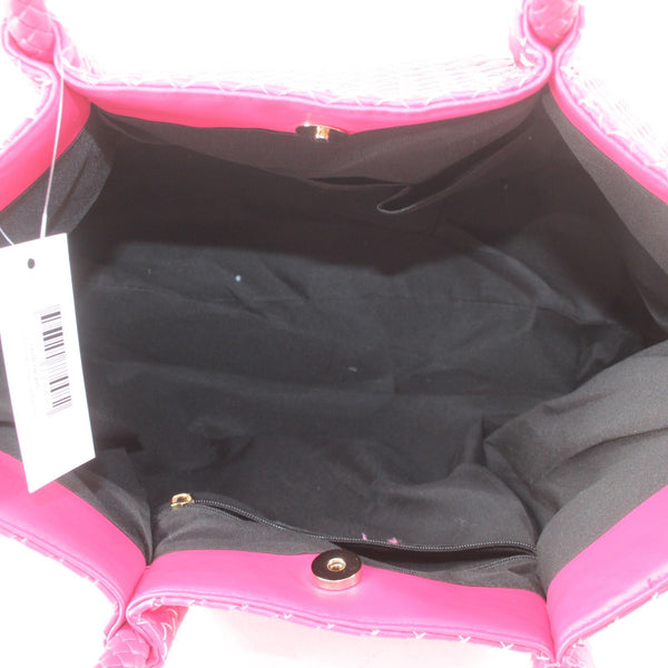Lulu Dharma Purse NEW 19 x 11 x 6 Fuchsia Pink Napa Vegan Leather Tote Purse