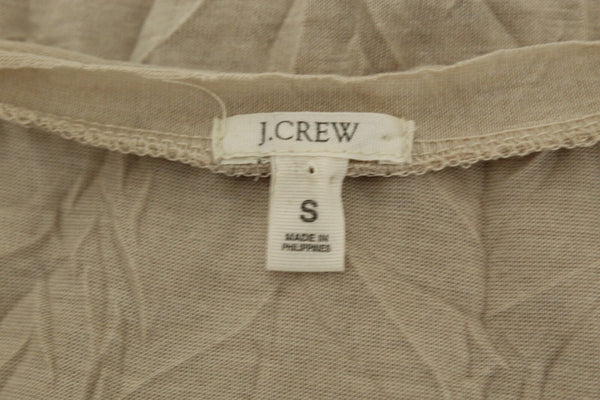 J Crew Sz S Beige Ruched and Ruffled Polyester Rayon Tank Top