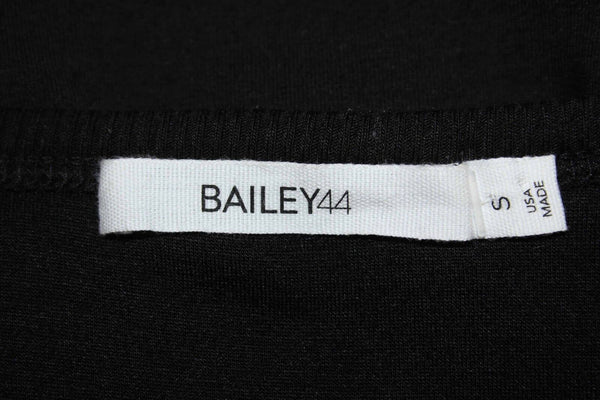 Bailey44 Sz S Black Crew Neck Polyurethane Skirt Rayon Cotton Blend Dress