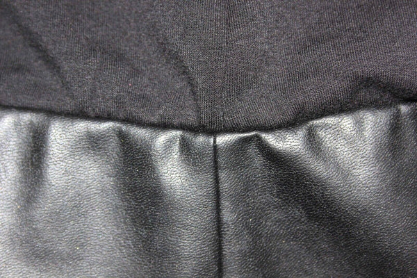 Bailey44 Sz S Black Crew Neck Polyurethane Skirt Rayon Cotton Blend Dress