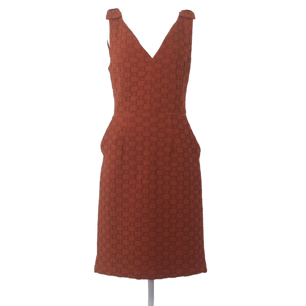Tabitha Dress Sz 4 Rust Orange Quilted Knit Lined Pockets Cotton Polyester Dress