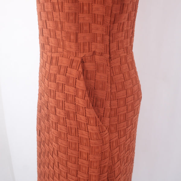 Tabitha Dress Sz 4 Rust Orange Quilted Knit Lined Pockets Cotton Polyester Dress