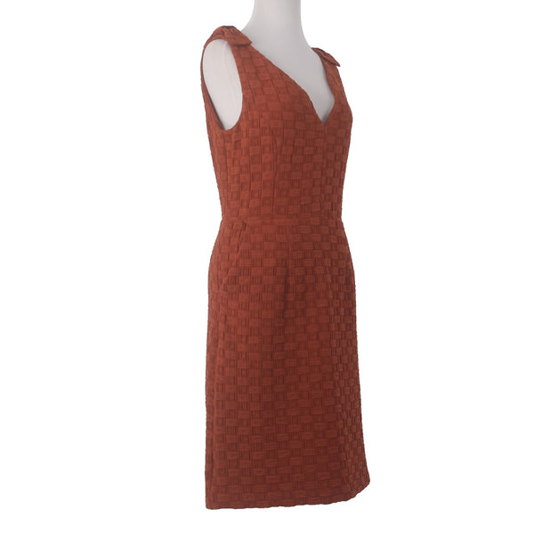 Tabitha Dress Sz 4 Rust Orange Quilted Knit Lined Pockets Cotton Polyester Dress