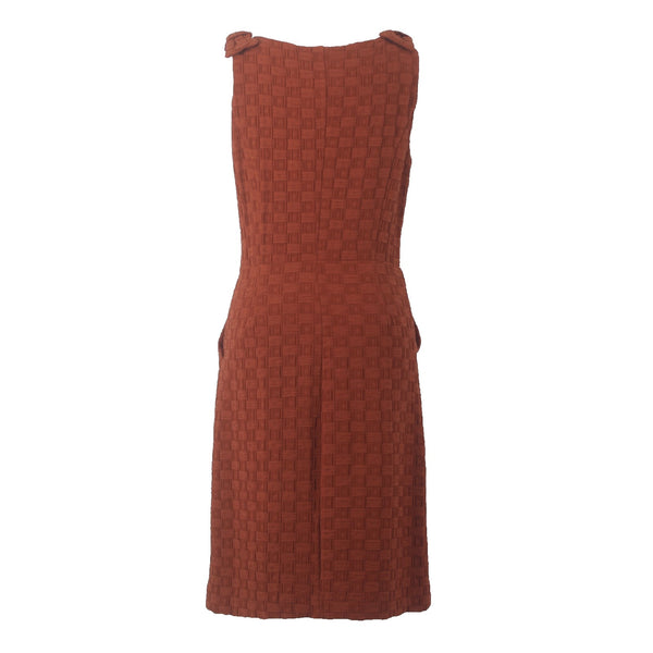 Tabitha Dress Sz 4 Rust Orange Quilted Knit Lined Pockets Cotton Polyester Dress