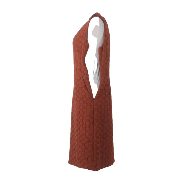 Tabitha Dress Sz 4 Rust Orange Quilted Knit Lined Pockets Cotton Polyester Dress