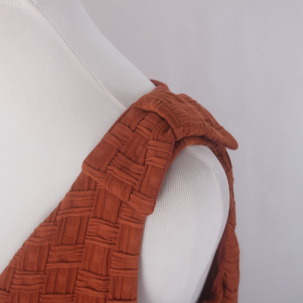Tabitha Dress Sz 4 Rust Orange Quilted Knit Lined Pockets Cotton Polyester Dress