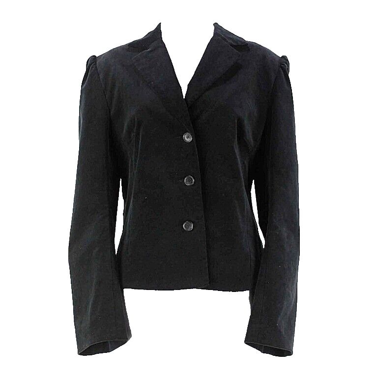 Mix It Sz 12 Black Cotton Spandex Velveteen Ruched Notched Back Jacket