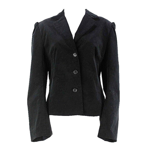 Mix It Sz 12 Black Cotton Spandex Velveteen Ruched Notched Back Jacket
