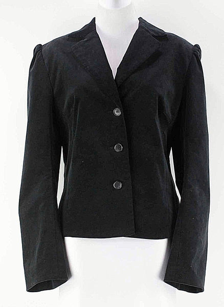 Mix It Sz 12 Black Cotton Spandex Velveteen Ruched Notched Back Jacket