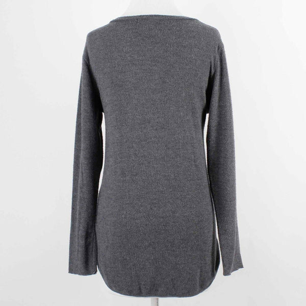 LNA Sz S Charcoal Gray Embellished V Neck Poly Blend Hi Lo Sweater