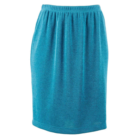 Saint Tropez West Sz 8 Teal Blue Elastic Waist Kick Pleat 100% Poly Knit Skirt