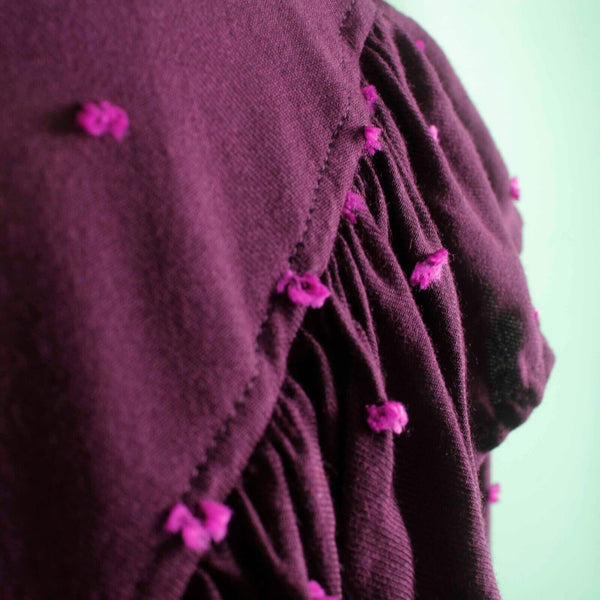 Loft NEW $70 Sz S Purple Pink Fuzzy Dots Button Up Ruffle High Neck Rayon Top