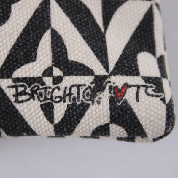 Brighton Cosmetic Bag 9 x 5 x 1 White Black Red Love Zipper Fabric Cosmetic Bag