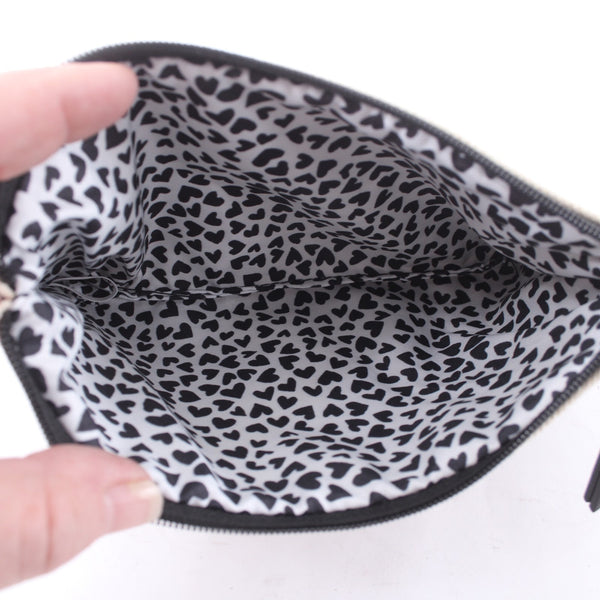 Brighton Cosmetic Bag 9 x 5 x 1 White Black Red Love Zipper Fabric Cosmetic Bag