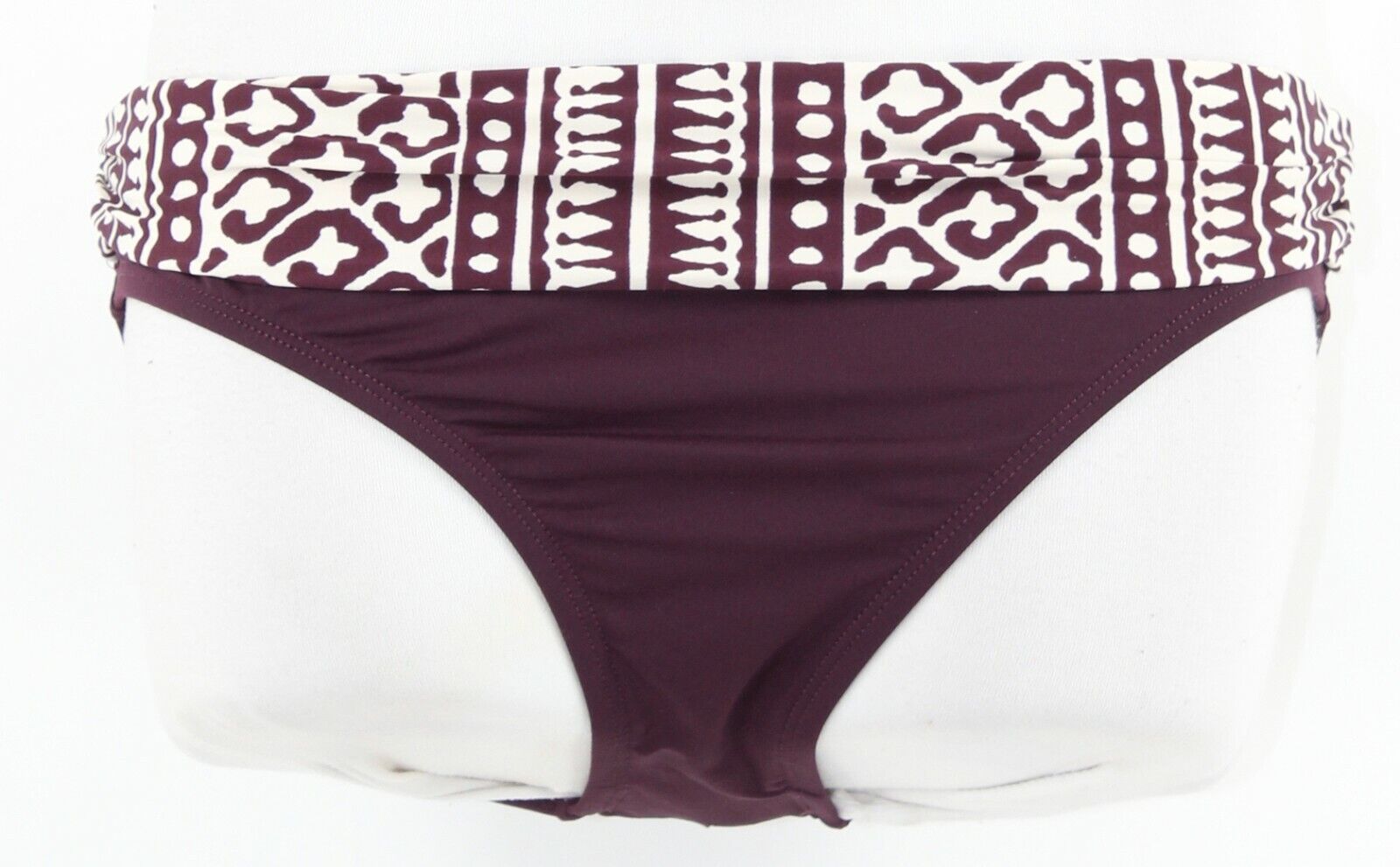 La Blanca Sz 8 Purple Cream Print Solid Ruched Nylon Blend Bikini Bottom