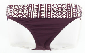 La Blanca Sz 8 Purple Cream Print Solid Ruched Nylon Blend Bikini Bottom