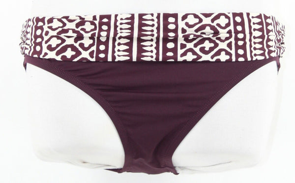 La Blanca Sz 8 Purple Cream Print Solid Ruched Nylon Blend Bikini Bottom