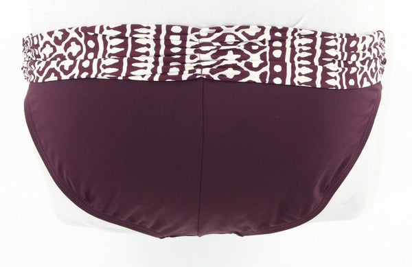 La Blanca Sz 8 Purple Cream Print Solid Ruched Nylon Blend Bikini Bottom