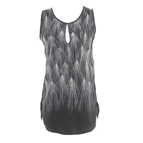 Premise Studio Sz XS Black Gray White Rounded Side Splits 100% Polyester Top