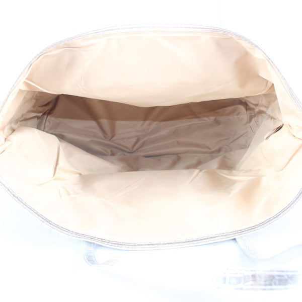Michael Kors Purse 18 x 12 x 6 Silver Tan Side Pocket 100% Cotton Pu Trim Purse