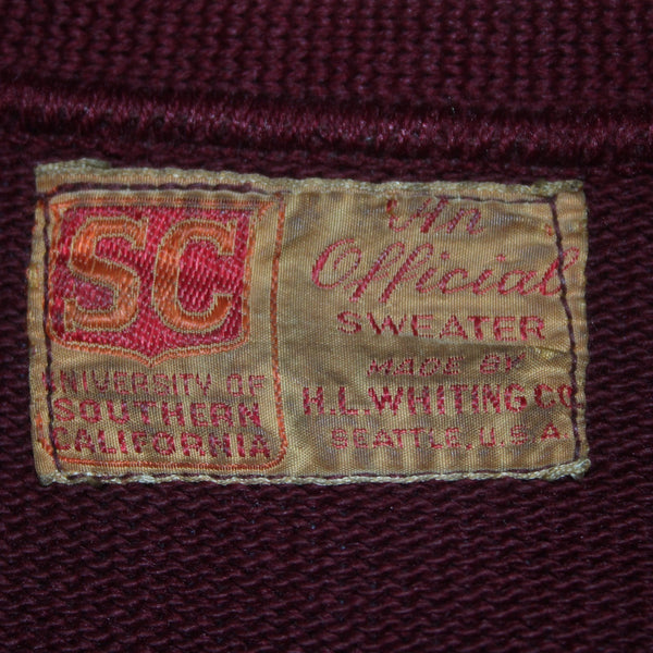 Whiting Sweater Vtg Sz S?? Burgundy Red Buttons University Of Southern CA AS IS