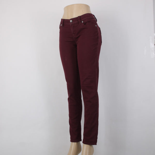 Miss Me Jeans Signature Sz 30 x 30 Burgundy Red Rhinestones Skinny Cotton Jeans