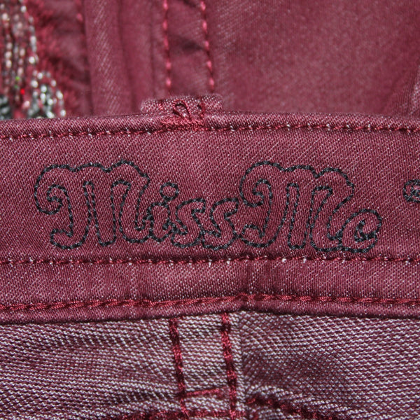 Miss Me Jeans Signature Sz 30 x 30 Burgundy Red Rhinestones Skinny Cotton Jeans