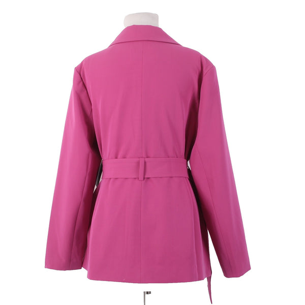 Eloquil Jacket NEW Sz 14 Pink Rhinestones Belted Collared Pockets Poly Rayon